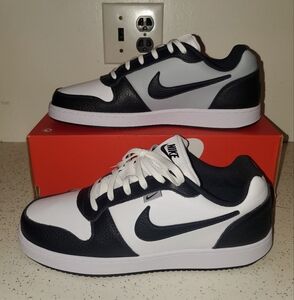 SIZE 11.5 - NIKE EBERNON LOW PRM, WHITE/ BLACK/ WOLF GREY.  NEW IN BOX, NO LID